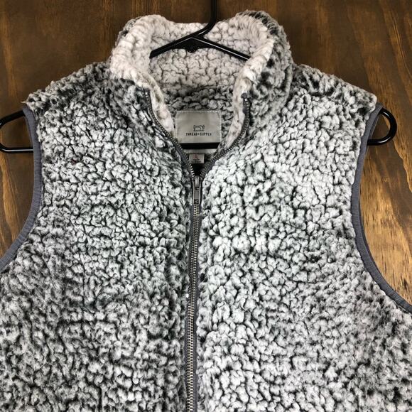 Thread & Supply Womens Vest Charcoal Fleece Sherpa Sleeveless Full Zip XS - Picture 2 of 10